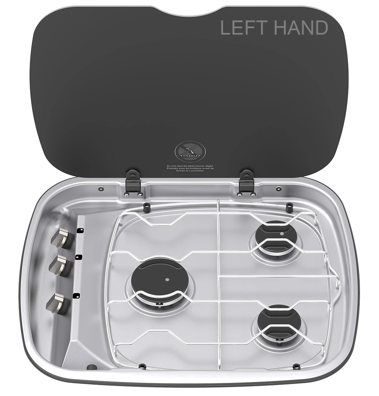 Thetford Spinflo Argent Caravan 3 Burner Hob With Glass Lid - Image 2