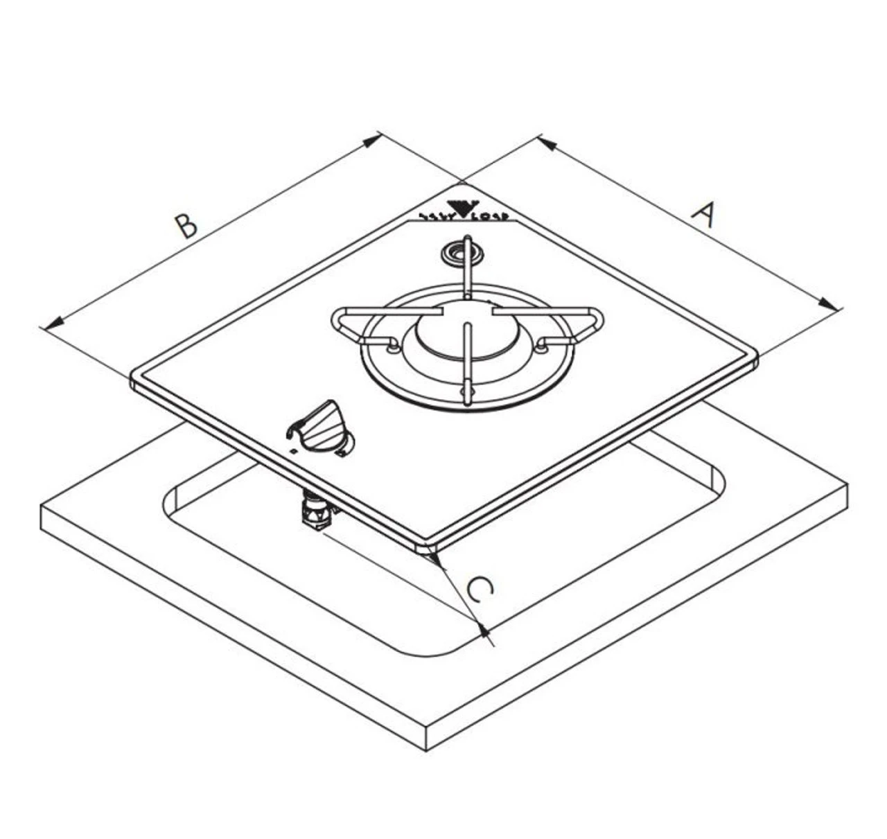Navy Load Built In Glass Hob Single Burner NL.20000 - Image 2