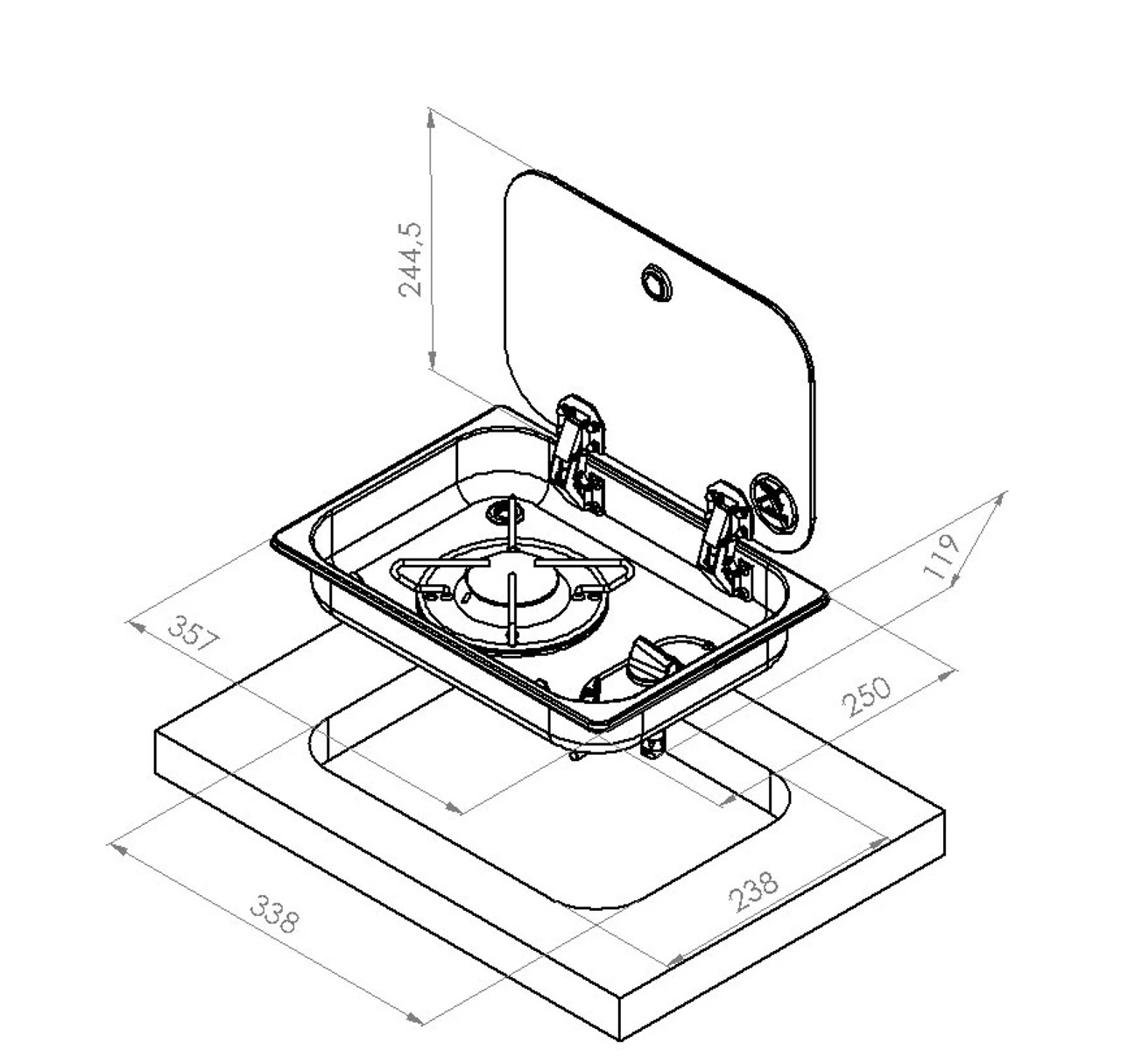 Navy Load NL.21000 Single Burner Hob With Glass Cover - Image 2