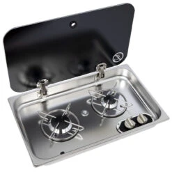 Navy Load Built In Stainless Steel Double Burner Hob With Glass Lid NL.21002