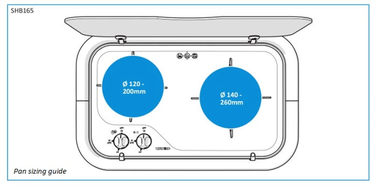 Thetford Topline 165 2 Burner Campervan Motorhome Hob Long Side - Image 2
